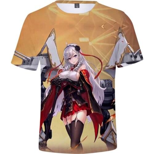 2021 Hot Game Azur Lane 3D T-shirt Harajuku Style Womens O-neck Short Sleeve Pullovers Sportswear Unisex Summer Men Clothing