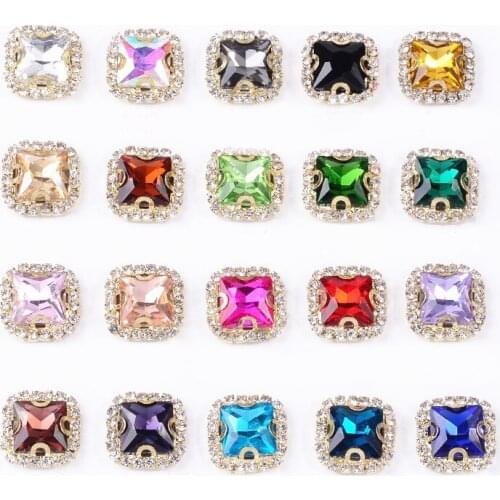 10 Pcs/Lot) 13x13mm Metal Copper Square Crystal Rhinestones DIY Handmade Accessories For Jewelry Making