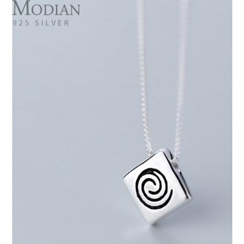 Modian Mini Lovely Geometric Rhombus Sterling Silver 925 Pendant for Women Box Chain Necklace Japanese Style Fine Jewelry Bijoux