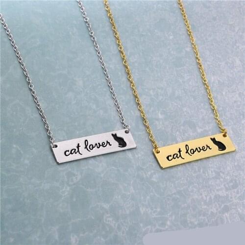 Fashion Cat Lovers Lettering Necklace Jewelry Cute Cat Bar Handmade Necklace Cat Bar Necklace Gift For Animal Lovers