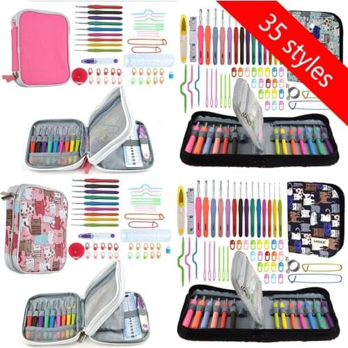 35 Styles Crochet Hook Set With Yarn Knitting Needles Sewing Tools Set Knit Gauge Stitch Holder Needles For Knitting
