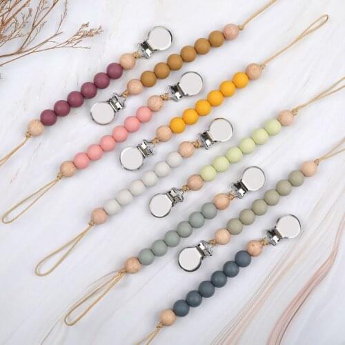 Pacifier Clips Chain Silicone Beads BPA Free DIY Dummy Clip Holder Soother Chains Baby Teething Toys Chew Gifts