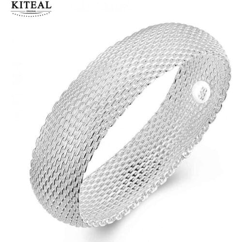 2017 Lovely silver plated bangles Big Web Net round women bracelet pulseras jewelry display