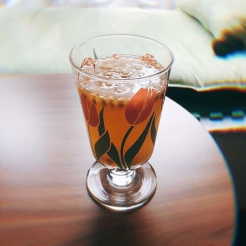 New Style Popular Footed 280ml Wine Glass Cup Vintage Tulip Sweet Wine Whiskey Shot Glass Vodka Art Drinking Set Family Gift