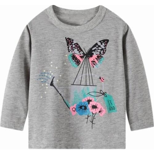 2-7 Years Children Kids Tops T Shirt New Spring Baby Boy Girls Long Sleeve Butterfly T Shirt Cotton Children Shirts Clothes