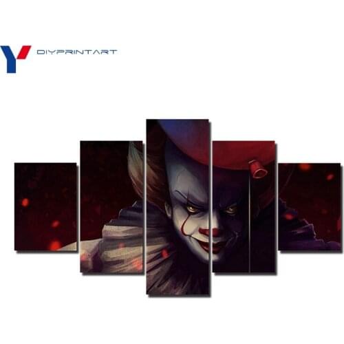 Movie Poster Pennywise Clown It 5 Panels Canvas Wall Art Wall Pictures for Living Room A0074