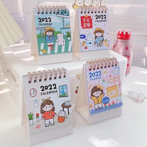 2021 Simple Creative Mini Desktop Paper Calendar dual Daily Scheduler Table Planner Yearly Agenda Organizer Work Note Calendar