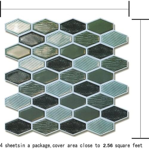 Peel and Stick Tiles Kitchen Backsplash Tiles 10''x10.7'' 3D Wall Stickers 4 Tiles/Pack Kitchen Wall Stickers