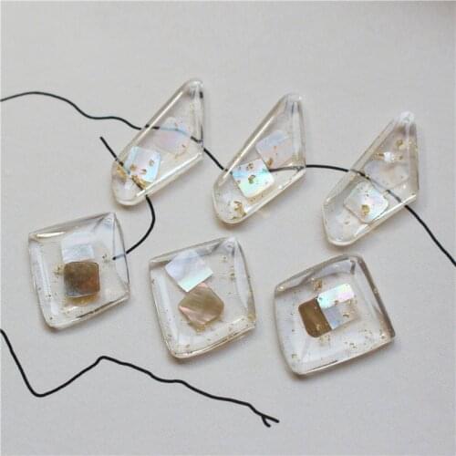 Diy jewelry making 30pcs/lot shell core decoration geometry square/irregular shape resin beads diy jewelry earring accessory