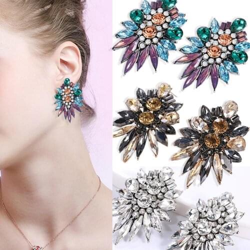 2020 hot fashion Women Fashion Exaggerated Faux Crystal Rhinestone Ear Stud Earrings Jewelry