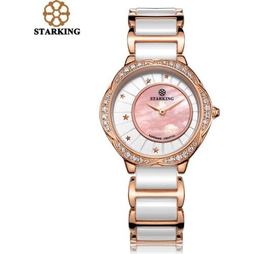 STARKING Women Dress Wristwatch Ceramic Watch Band Import Quartz Movement Luxury Pink Blue Ladies Wristwatches Relogio Feminino