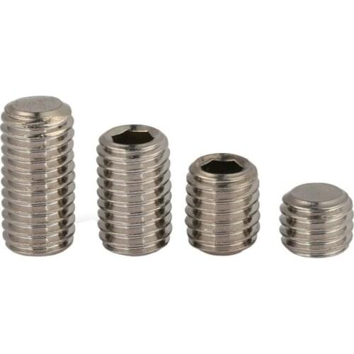 2Pcs DIN913 M10 M12 M14 304 Stainless Steel Metric Thread Grub Screws Flat Point Hexagon Socket Set Screws Headless