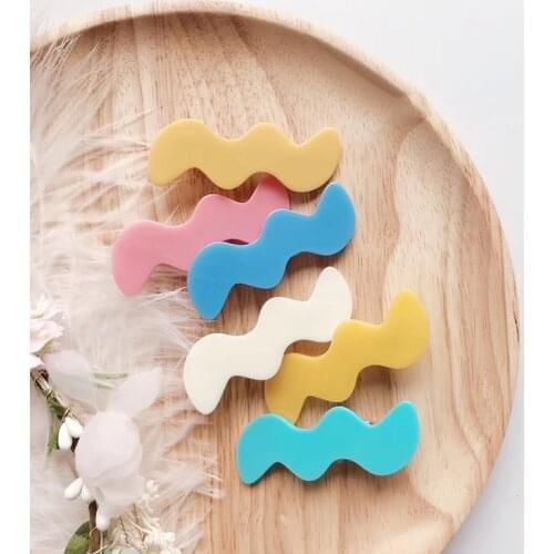 Korean new high quality hair accessories Macaroon ins wave bangs clips acrylic Simple and exquisite hair alligator clips