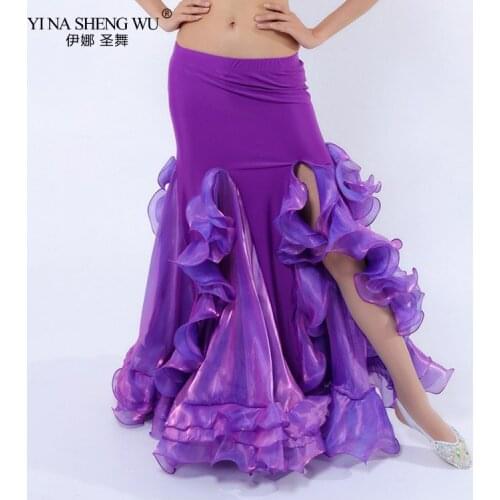 Sexy Womens Belly Dance Fishtail Skirt Side Slit Purple Red White Blue Pink Solid Color Free Shipping Belly Dance Wear