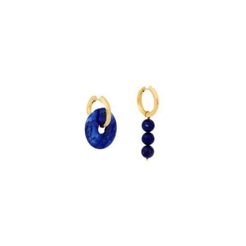 Timless pearly Natural Stone Beads Lapis Lazuli donut earrings for women statement stainless steel hoop Female Jewelry Gift