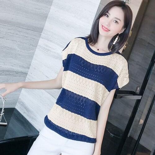 Chic Summer loose thin Oversized Sweater Pullovers Women short Sleeve casual 2020 o-neck basic Sweater knit Jumpers top