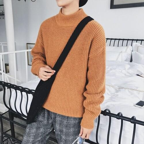 2021 Winter Mens Half High Collar Knitting In Warm Cashmere Woolen Sweaters Casual Pullover Brand High-quality 6 Color Coats