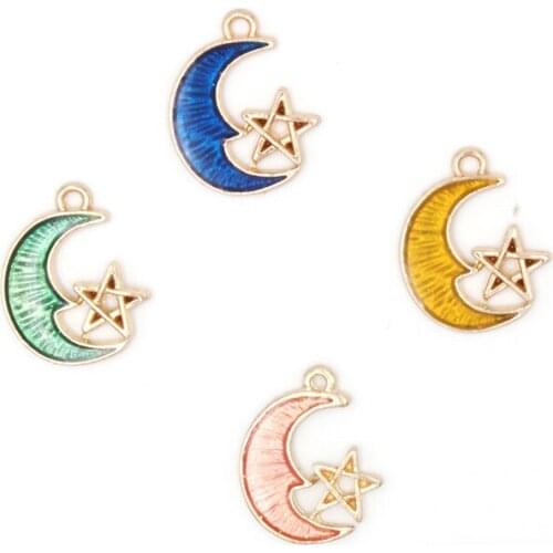 10pcs/lot Moon 15*19mm Hat Dangle Handmade Enamel Charms Pendant DIY for Bracelet Necklace Bag