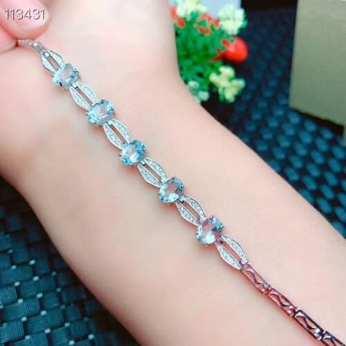 100% Real and Natural Aquamarine Bracelet 925 Sterling Silver Aquamarine Bracelet Anniversary Jewelry