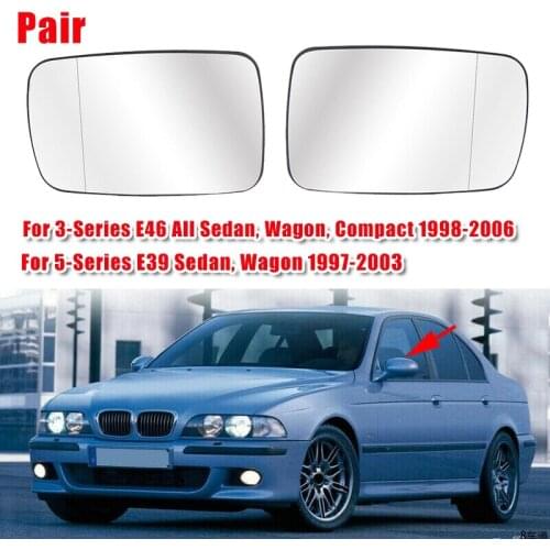 2 x Side Wing Mirror Rearview Mirror Glass Heated For-BMW E39 E46 320I 330I 325I 525I 1998-2006 LH/RH 51168250436
