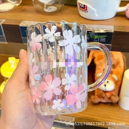 2020 Japan Limited Sakura Symphony Laser Colorful Glass Cup Pink Petal Girl Coffee Cup