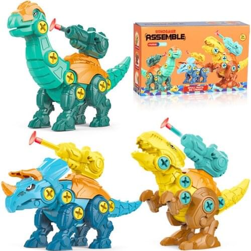 3 Packs Of Shooting Disassemble Dinosaur Toys DIY Disassembly And Assembly Building Learning DIY Dinosaur Toys Children Gifts