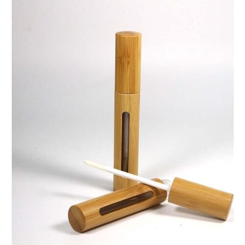 5ml Natural Bamboo Wood Skylight Lipgloss Tube Cosmetic Lip Gloss Empty Container Packaging