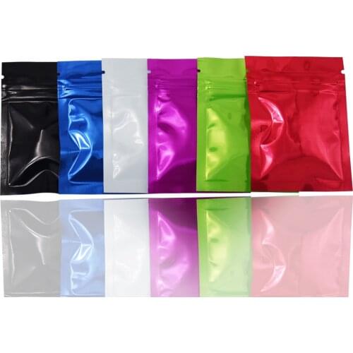 6*8cm Colorful Flat Self Seal Zip Lock Metallic Packing Pouch with Tear Notch Heat Sealable Ziplock Aluminum Foil Bag 200Pcs