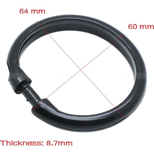 64mm*60mm Plastic Shower Curtain Ring Snap Hook Plastic Ring On Button Clip Black
