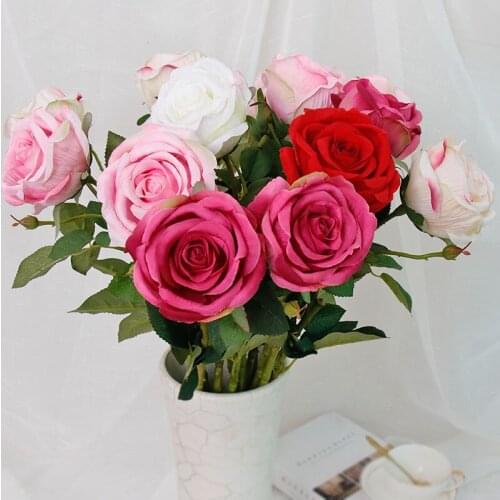 70cm Artificial Flowers Silk Red Rose Flowers Bouquet Big Head for Home Wedding Garden Decoration Indoor Cheap Eternal Gifts