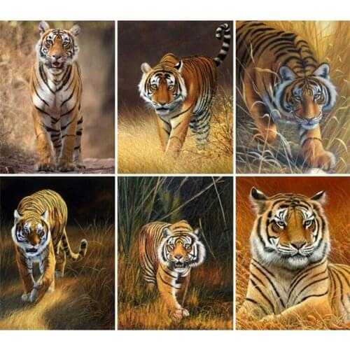 Yumeart Diamond Embroidery Animal Full Square Diamond Painting Tiger 5D DIY Cross Stitch Kit Autumn New Arrival Home Decoration