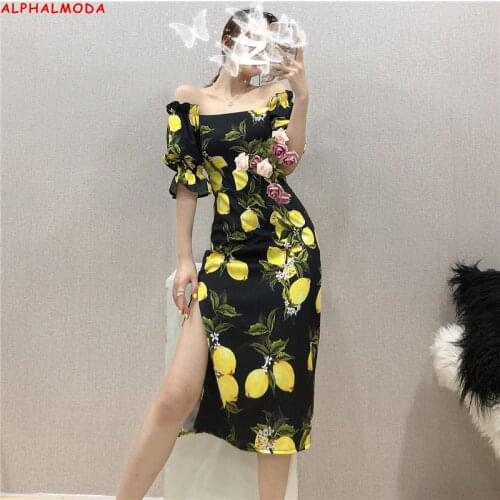 ALPHALMODA Summer Dresses With A Slit