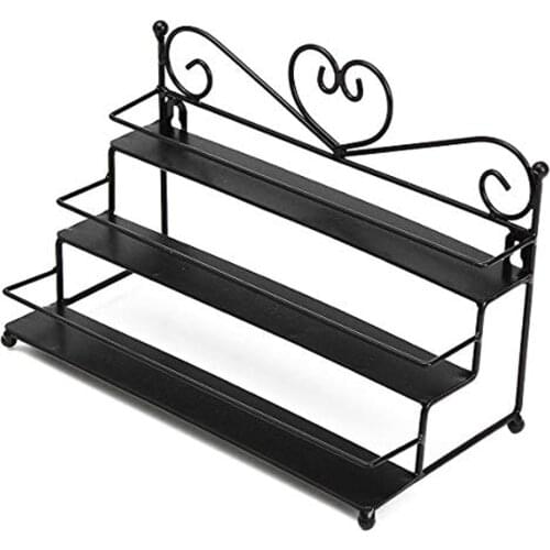 SZanbana Iron Art 3Layer Nail Polish Holder Lipstick Storage Shelf Rack Perfume Creams Eyeliner Brushes Cosmetic Organizer Black
