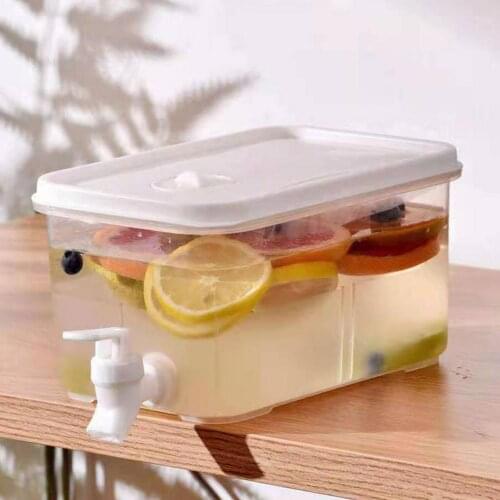 3L Water Dispenser Refrigerator Cold Tea Container Kettle Summer Water Jug Heat-resistant Bucket With Tap For Lemonade Juice