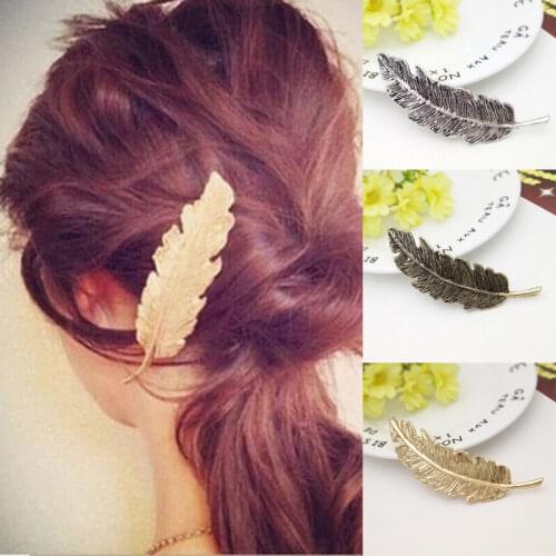Elegant Leaf Feather Hair Clips Women girls head accessories Hairpins Alloy hair Stick Barrettes Hair Accessories for girls