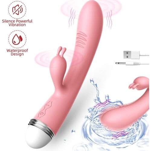 G Spot Rabbit Dildo Vibrator Adult Toys USB Charging Powerful Masturbation Sex Toy for Woman Clit Stimulate Female Dildo Toys