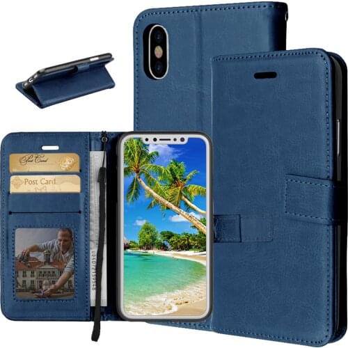 10 pcs Wholesale Flip Case for iPhone 6 6 Plus case Crazy Horse Pattern Leather Cover with Card Holder Wallet case for iPhone X