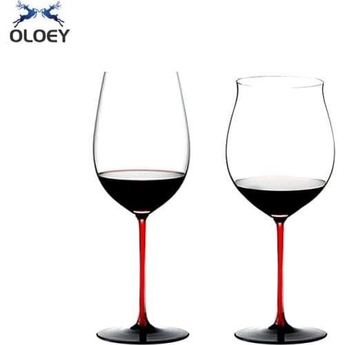 Crystal Red Wine Glass Black Bow Tie Bordeaux Super Large Glass Goblet Burgundy High-Grade Red Rod Black Bottom Champagne Cup