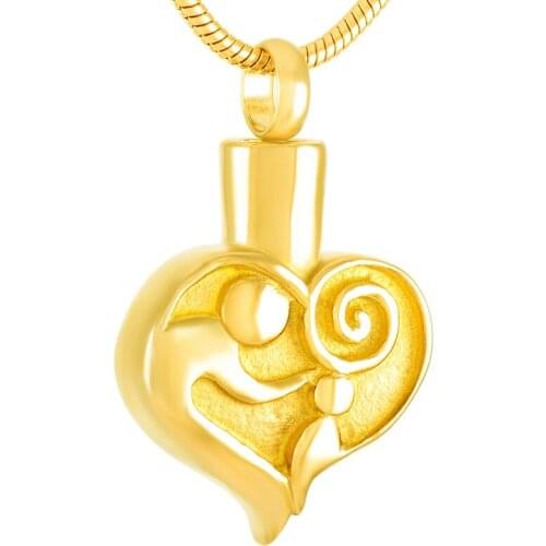 IJD9377 Mom and Baby Love Stainless Steel Cremation for Ashes Urn Jewelry Keepsake Necklace Pendant Human Souvenir for Ladies