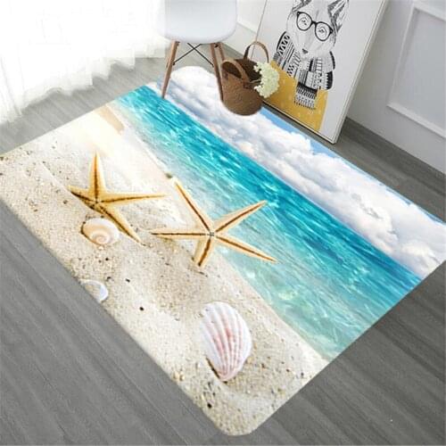 Classical Ocean Sea Beach Landscape Area Rug For Bedroom Sea Star Shell Pattern Carpet Coffee Table Bedside Rugs Hallway Rugs
