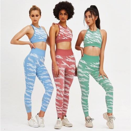 Gym Set Work Out Clothing Women Leopard Print 2 Piece Yoga Set Workout Set Sport Clothes for Women Yoga Pants + Sports Bras