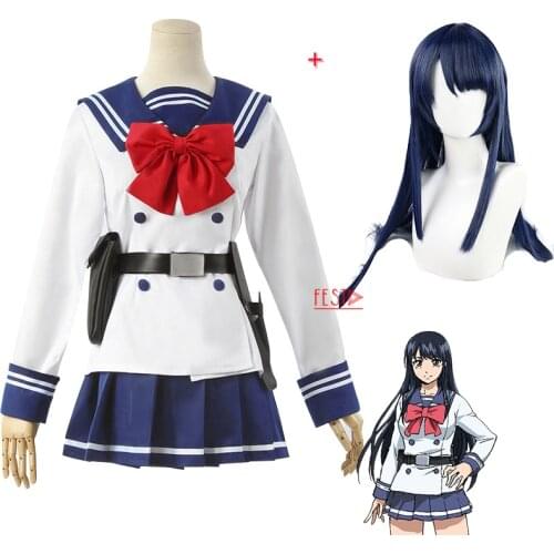 Yuri Honjo Cosplay Skirt Set Anime High-Rise Invasion Tenkuu Shinpan JK Uniforms Wig Women Sailor Suit School Costume Students