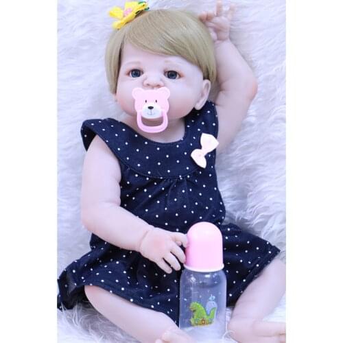 Lovely girl doll bebes reborn 22" real full silicone reborn baby dolls for child blonde hair princess dolls gift toys