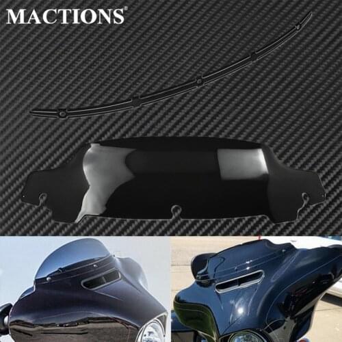 Motorcycle 5'' Windshield Upper Fairing Wind Deflector+CNC Windscreen Trim For Harley Touring Street Electra Glide Ultra Limited