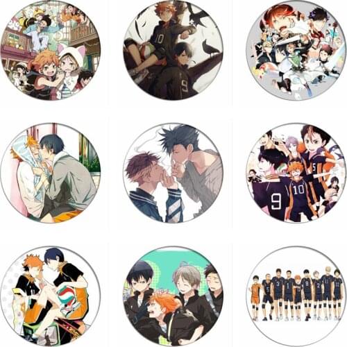 Cartoon Haikyuu!! Cosplay Badges Hinata Shoyo Brooch Pins 58mm Japan Anime Collection Bags Badge for Backpacks Clothes