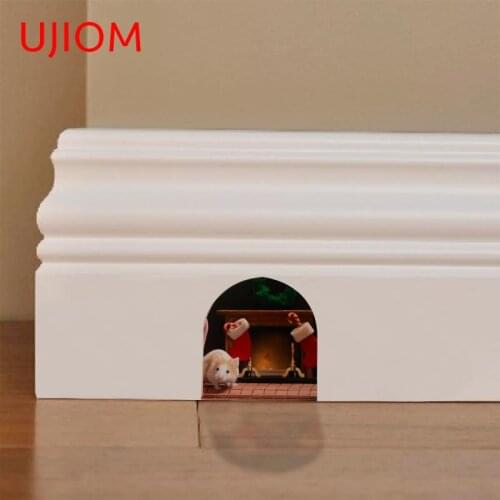 UJIOM Landscape Mouse Hole Ready for Christmas Wall Stickers Waterproof Home Office Refrigerator Kids Room Decorative Decals