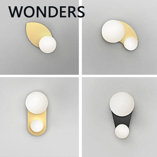 Nordic Simple bedroom bedside wrought iron LED wall lamp Personalized indoor porch livingroom decor wall light glass ball бра