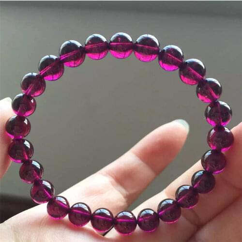 Genuine Natural Purple Garnet Quartz Bracelet 7mm Crystal Clear Round Beads Stretch Charm Bracelets For Women Men AAAAAA