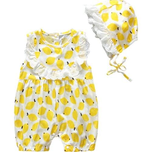 Baby Girls Clothes+ Hats Newborn Summer Jumpsuit Infant Cotton Shorts Sleeve Romper 0-18 Month