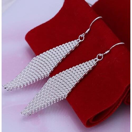 Wholesale High Quality Jewelry silver plated Fashion Net Ladder Earrings for Women best gift SMTE061